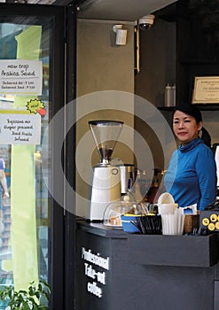 Asian small business woman, shop owner