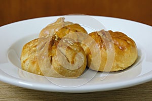 Asian snack food, Siew Pao, serve on a plate.