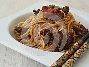 Asian Somen Noodles with Beef
