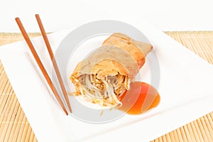 Asian spring roll with sauce