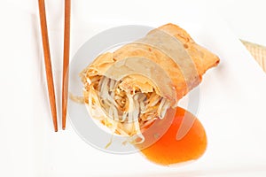 Asian spring roll with sauce