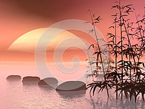 Asian steps to the sun - 3D render