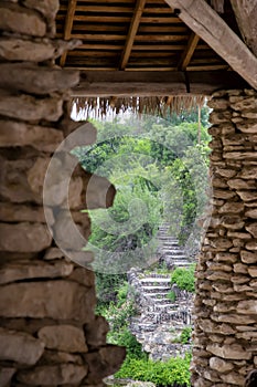Asian stone village staircase