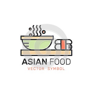 Asian Street Fast Food Bar or Shop, Noodle with Chopsticks