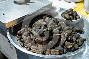 Asian street food night market. Mobile food counters. Snack Counter