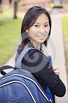 Asian student girl on campus