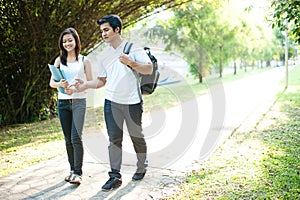 Asian Students walking to college