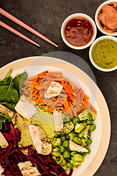 Asian Style Chargrilled Chicken Salad With Red Cabbage Carrots E