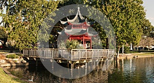 Asian style gazebo, lake Eola, Orlando