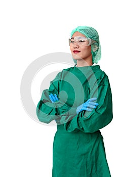 Asian surgeon woman with protective clothing