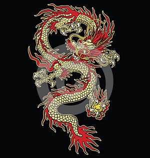 Ázijský tetovanie drak vektor dizajn v farba 