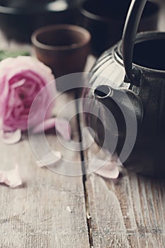 Asian tea set. Toned photo