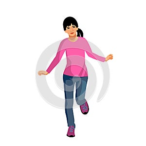 Asian teen school girl figure runs forward vector isolated figure photo