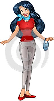 Asian Teenage Girl In TShirt And Pants