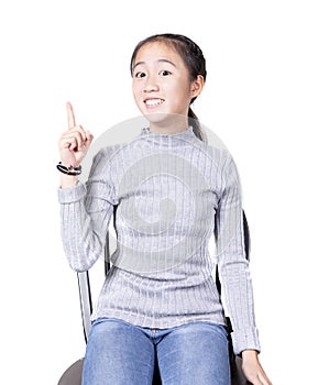 Asian teenager happiness acting isolatd white background