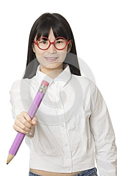 Asian teenager with some attitude isolated on white background