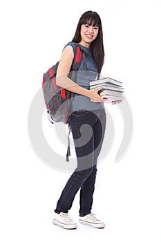 Asian teenager student girl with education books