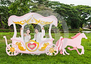 Asian Thai Bridal in Love Carriage