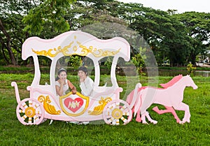Asian Thai Bridal in Love Carriage
