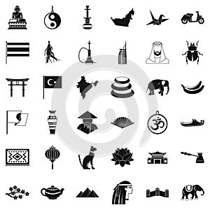 Asian things icons set, simple style