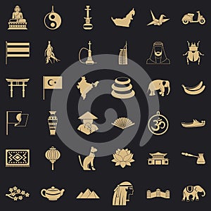 Asian things icons set, simple style