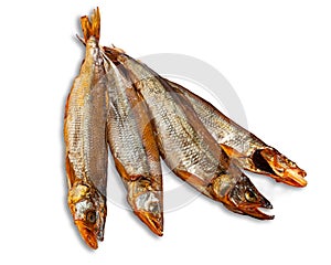 Asian toothed smelt. Smoked. White background. Isolated