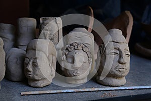 Asian traditional culture statues in clay