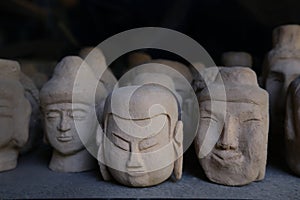 Asian traditional culture statues, in clay and stones