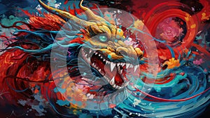 Asian traditional dragon, symbol of Chinese new year 2024. Generative AI