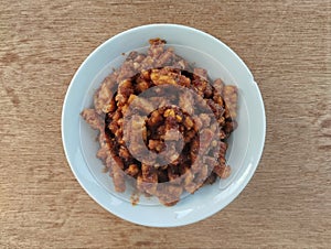 Asian traditional food oreg tempeh from Indonesia