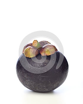 Asian tropical mangosteen fruit on white background