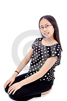 Asian Tween Girl in kneeling Pose