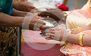 Asian wedding traditions. Pour water into the hand. Thailand entered the wedding ceremony promise to live together with men and