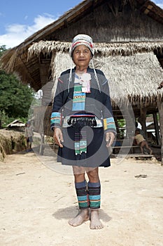 Asian woman Akha in traditional costume, Laos