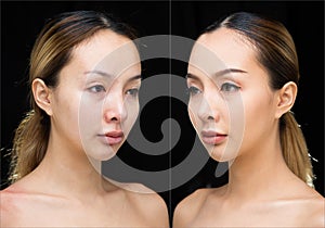 Asian Woman after applying make up hair style