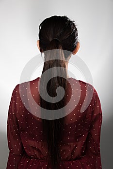 Asian Woman before applying make up hair style