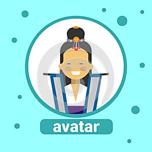 Asian Woman Avatar Icon Korean Female In Traditional Costume Profile Portrait