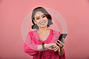 Asian woman checking time on her wristwatch, Time manage for working process.