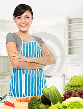 Asian woman cooking