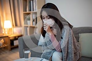 Asian woman cough at home