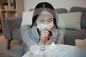 Asian woman cough at home