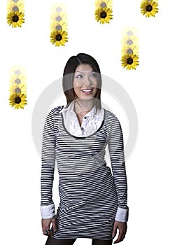 Asian woman with dasies