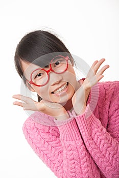 Asian Woman displaying attitude isolated on white background