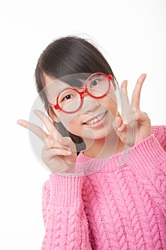 Asian Woman displaying attitude isolated on white background