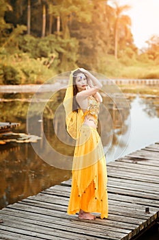 Asian woman dressed imitate Persian dancers