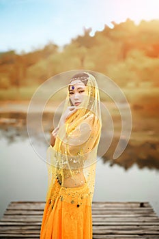 Asian woman dressed imitate Persian dancers