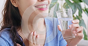 Asian woman drink water