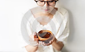 Asian Woman Drinking Tea Relax Concept