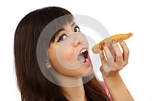 Asian Woman Eating Japanese Food