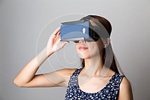 Asian woman experience though VR device